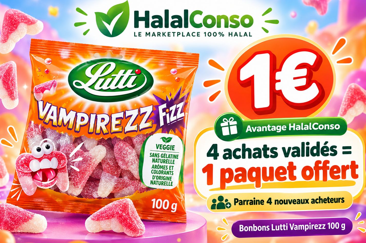 🍬 Bonbons Lutti Vampirezz 100 g – Seulement 1 € !